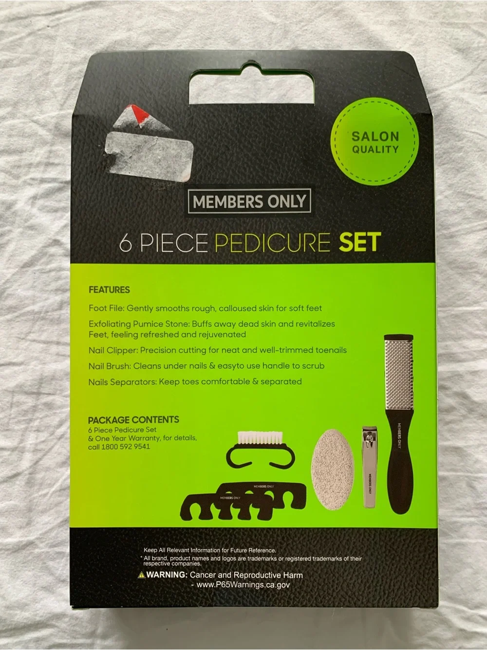 MEMBERS ONLY (6) Six Piece Salon Quality Pedicure Set